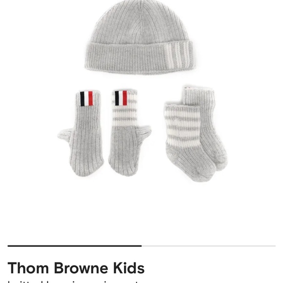 Thom Browne Gray Ribbed Socks and Beanie Set - Picture 2 of 3
